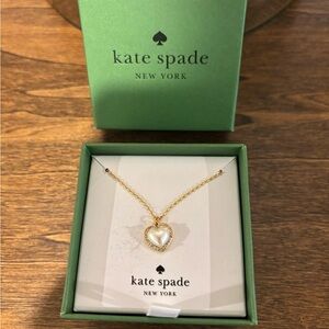 NWT Kate Spade Gold Heart mother of pearl  Pendant Necklace